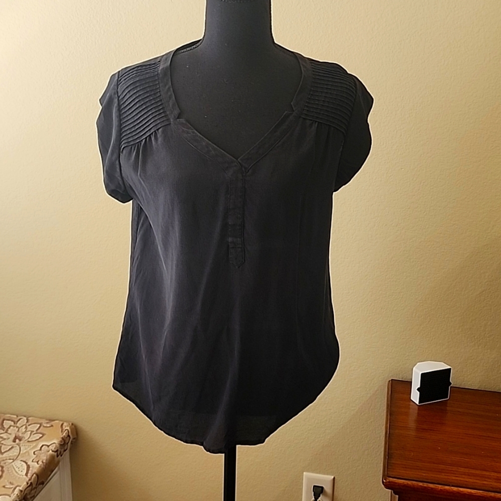 Ladies black silk blouse